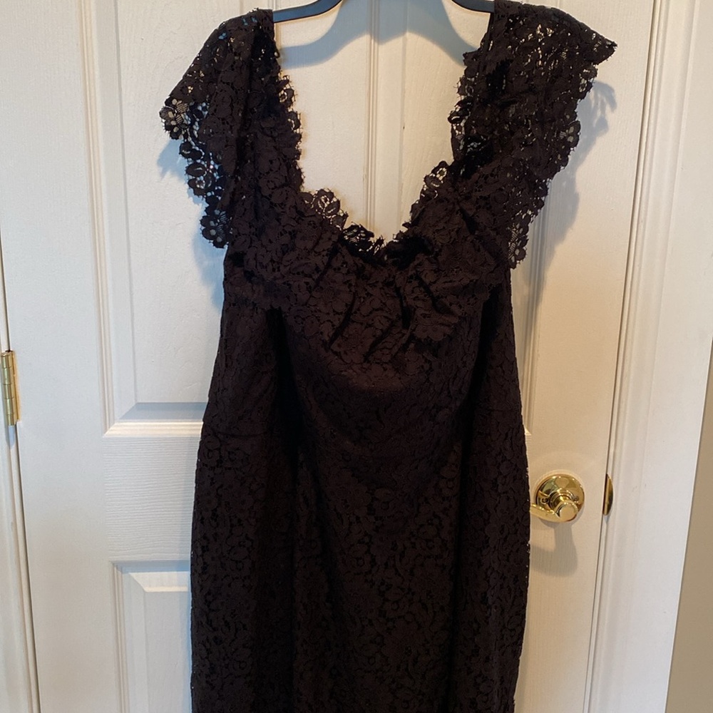 City Chic womens plus black flourish lace dress Sz 22 New - Picture 3 of 5